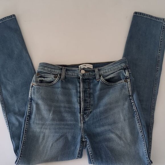 RE/DONE Double Needle Long Comfort Stretch Jean || HAZEY INDIGO - Picture 11 of 12